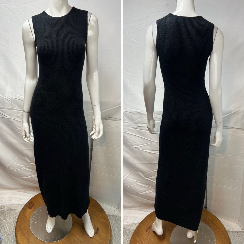 Veiled Women's M Black Knit Stretch Sleeveless Sweater Long Ribbed Maxi Dress
